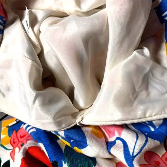 J.Crew Women’s Floral Midi Skirt White Multi-Color Pleated A-Line | Pockets | Si - Picture 7 of 9